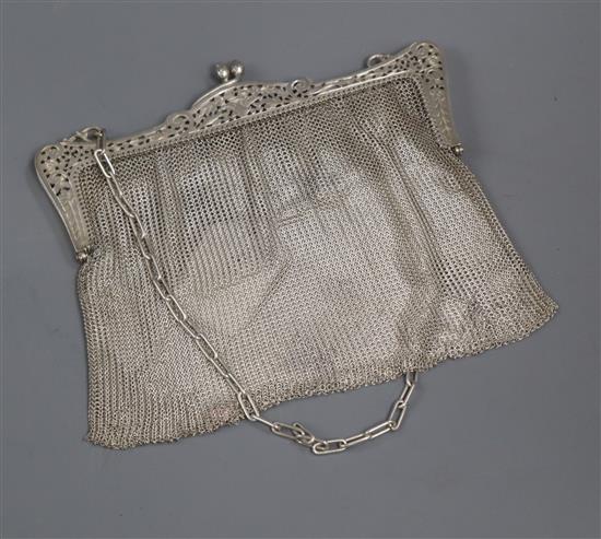 A French white metal mesh evening hand bag.